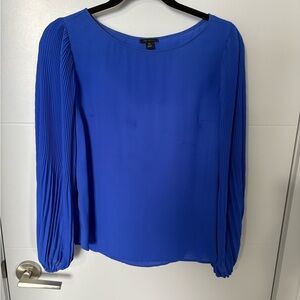 Ann Taylor Royal Blue Blouse with Pleated Sleeves
